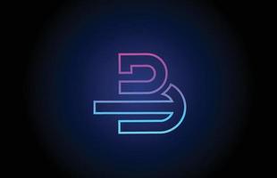 b icône de conception de logo lettre alphabet avec ligne. modèle créatif pour entreprise et entreprise aux couleurs bleu rose vecteur