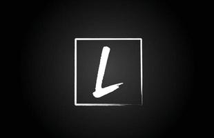 L icône du logo lettre alphabet grunge avec carré. conception de modèles créatifs pour les entreprises et les entreprises en blanc et noir vecteur