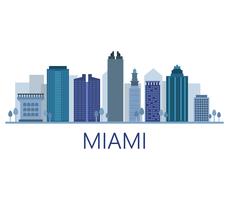 Skyline de Miami sur fond blanc vecteur