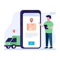 concept d'application de commerce électronique plat, livraison en ligne via vecteur mobile
