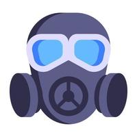 appareil respiratoire, icône plate du masque à gaz vecteur