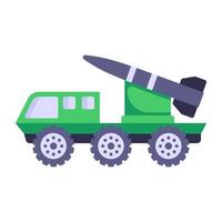l'icône plate du camion missile est prête pour une utilisation premium vecteur