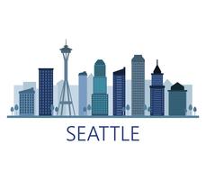 Skyline de Seattle sur fond blanc vecteur