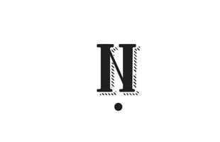 création de logo d'icône de lettre de l'alphabet n noir et blanc. modèle créatif pour entreprise ou entreprise vecteur