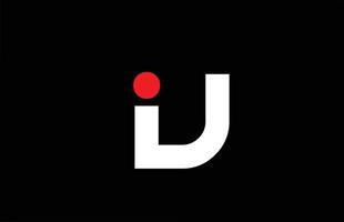 création de logo d'icône de lettre de l'alphabet v. modèle créatif pour entreprise et entreprise avec point rouge en blanc et noir vecteur