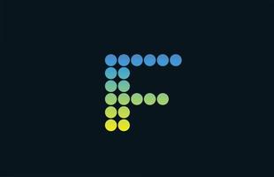 point f vert jaune lettre alphabet logo icône design. modèle créatif pour les entreprises et les entreprises vecteur