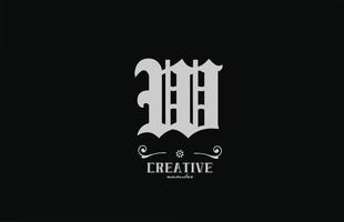 création de logo d'icône de lettre alphabet w vintage. modèle de société créative en blanc et noir vecteur