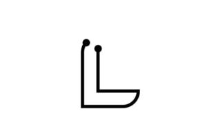 L ligne noir et blanc alphabet lettre logo icône design avec point. modèle créatif pour les entreprises et les entreprises vecteur