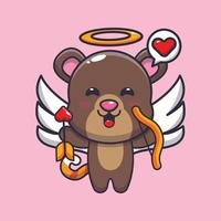 illustration de personnage de dessin animé de mascotte d'ours mignon à la saint valentin vecteur