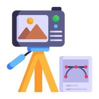 l'icône plate moderne de la photographie sur trépied est prête pour une utilisation premium vecteur