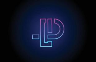 p icône de conception de logo lettre alphabet avec ligne. modèle créatif pour entreprise et entreprise aux couleurs bleu rose vecteur