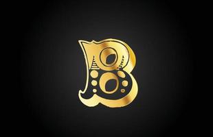 icône du logo de la lettre de l'alphabet en métal doré vintage b. modèle de conception créative pour entreprise ou entreprise vecteur