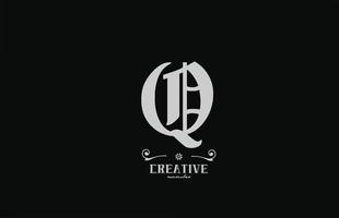 création de logo d'icône de lettre de l'alphabet q vintage. modèle de société créative en blanc et noir vecteur