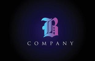 b vintage rose bleu lettre alphabet design. modèle d'icône de logo créatif pour entreprise et entreprise vecteur