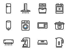 ensemble d'icônes vectorielles noires, isolées sur fond blanc. illustration sur un thème appareils de cuisine vecteur