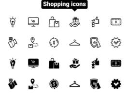 ensemble d'icônes vectorielles noires, isolées sur fond blanc. illustration plate sur un thème shopping et livraison vecteur