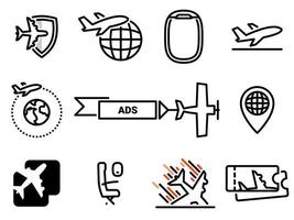 icônes vectorielles simples. illustration plate sur un thème transport aérien, avion vecteur
