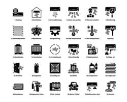 vecteur d'icône de systèmes cvc, climatisation, qualité de l'air intérieur,