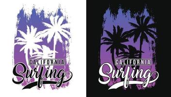 typographie de surf californienne avec fond rétro vintage de surf vecteur