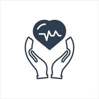 icône d'assurance cardiaque, icône d'assurance-vie, assurance cardiaque vecteur