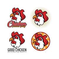 conception de vecteur de mascotte de logo de poulet bundle