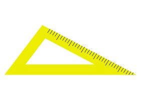 Règle triangle jaune sur blanc vecteur