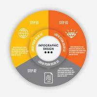 vecteur défini modèle infographie cercle 3 étapes. diagramme de modèle pour la présentation.