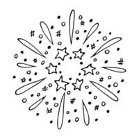 feu d'artifice dessiné à la main de vecteur. illustration de feu d'artifice mignon doodle isolé sur fond blanc. pour les cartes de voeux, l'impression, le web, le design, la décoration. vecteur