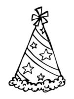 illustration de chapeau de fête dessiné à la main isolé sur fond blanc. doodle de chapeau d'anniversaire. clipart de vacances. vecteur