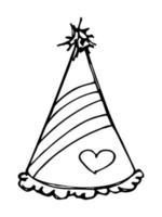 illustration de chapeau de fête dessiné à la main isolé sur fond blanc. doodle de chapeau d'anniversaire. clipart de vacances. vecteur