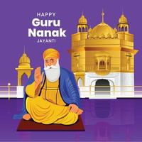 illustration de gurpurab heureux, festival gourou nanak jayanti de fond de célébration sikh vecteur