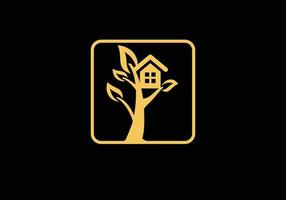 symbole vectoriel du logo de la maison dans les arbres