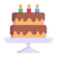 gâteau aux bougies, téléchargement d'icône plate vecteur