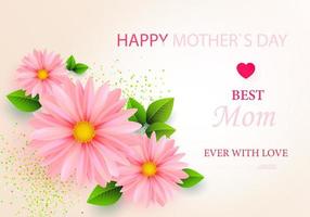 carte de voeux de fête des mères avec de belles fleurs en fleurs. Bonne fête des mères. vecteur
