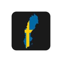 Suède carte silhouette avec drapeau sur fond noir vecteur