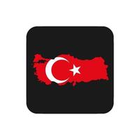 Turquie carte silhouette avec drapeau sur fond noir vecteur