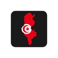 Tunisie carte silhouette avec drapeau sur fond noir vecteur