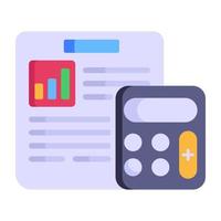 icône plate modifiable de comptabilité d'entreprise, calculatrice avec rapport d'activité vecteur