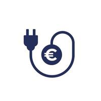 icône de coûts d'électricité avec prise électrique et euro vecteur