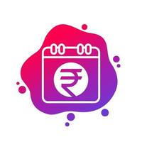 icône de calendrier de paiement avec la roupie indienne vecteur