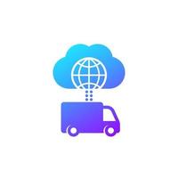 van, camion connecté à l'icône du cloud vecteur