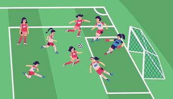 composition des filles de football vecteur