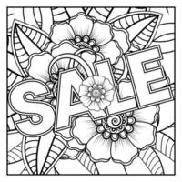 bannière de vente ou modèle de carte avec fleur de mehndi vecteur