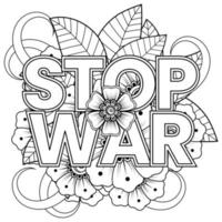 pas de guerre et arrêtez la guerre bannière ou modèle de carte avec fleur de mehndi vecteur