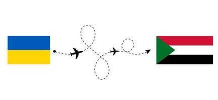 vol et voyage de l'ukraine au soudan par concept de voyage en avion de passagers vecteur