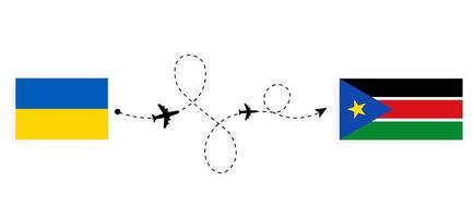 vol et voyage de l'ukraine au soudan du sud par concept de voyage en avion de passagers vecteur