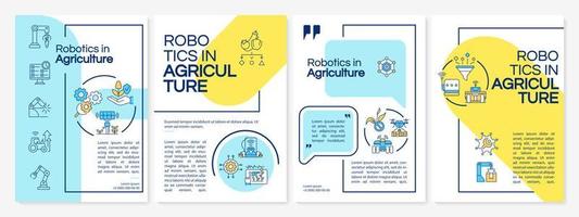 innovations émergentes dans le modèle de brochure bleu et jaune de l'agriculture. conception d'impression de livret avec des icônes linéaires. mises en page vectorielles pour la présentation, les rapports annuels, les publicités. polices questrial, lato-regular utilisées vecteur