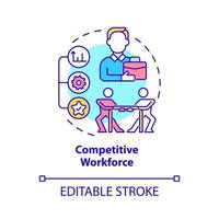 icône de concept de main-d'œuvre compétitive. employés hautement performants à singapour idée abstraite illustration en ligne mince. dessin de contour isolé. trait modifiable. roboto-medium, une myriade de polices pro-gras utilisées vecteur