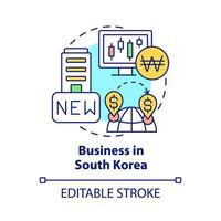 icône de concept d'affaires en corée du sud. augmentation de l'illustration de la ligne mince de l'idée abstraite de l'investissement étranger. dessin de contour isolé. trait modifiable. roboto-medium, myriade de polices pro-gras utilisées vecteur
