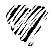 coeur de doodle monochrome en forme de coeur. illustration vectorielle grunge vecteur